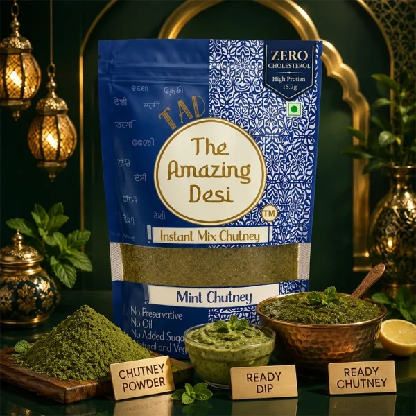 Mint Instant Chutney Powder Delhi Wali Hari Pudina Chatni 100g Natural Vegan No Preservatives