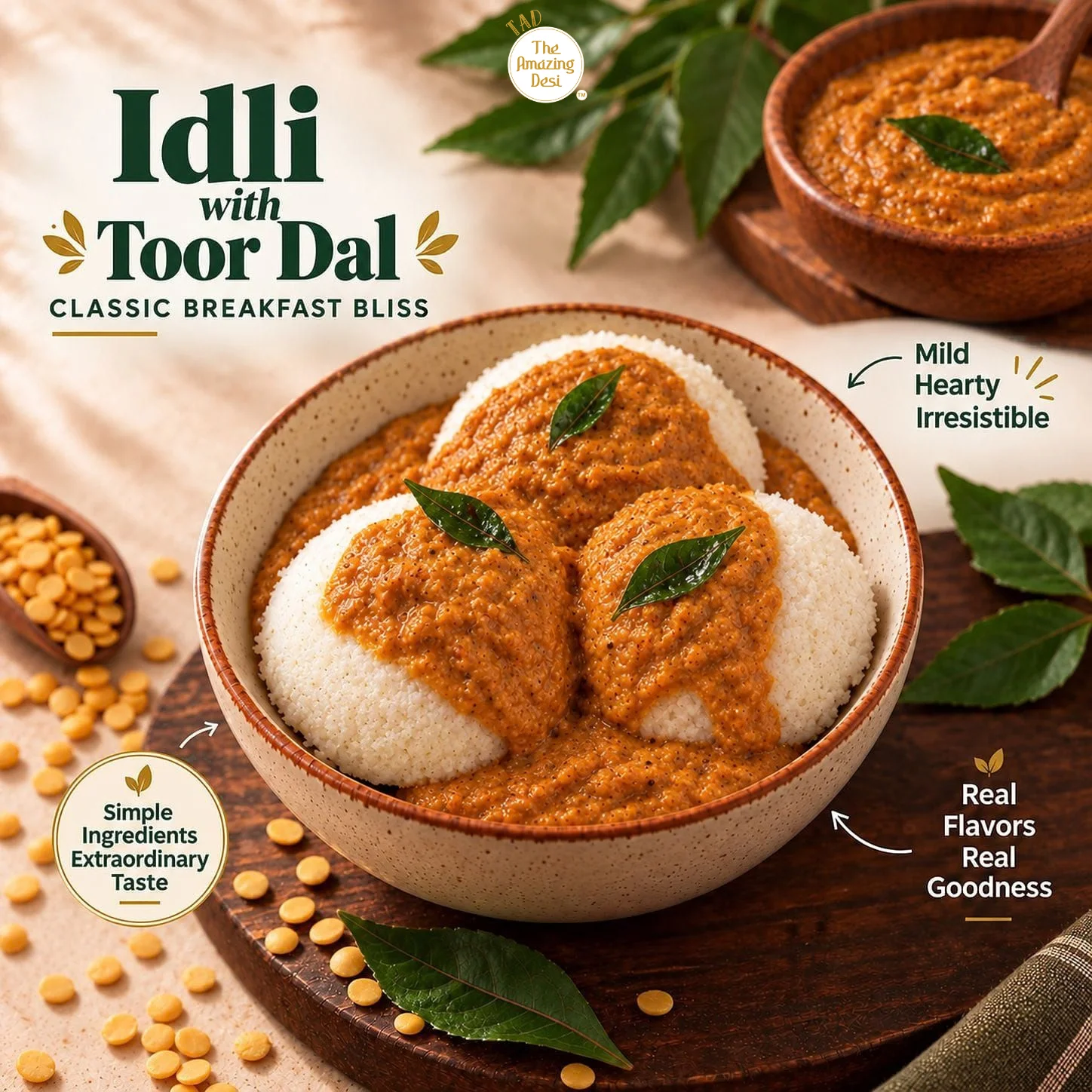 TAD Toor Dal Instant Chutney Mix – 30g | Idli/Dosa Pudi | 3 In 1 Mix - Image 5