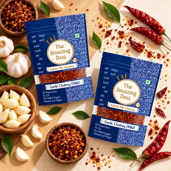 TAD - Garlic (Mild) Instant Chutney Mix Combo | Pack of (2 x 100g)