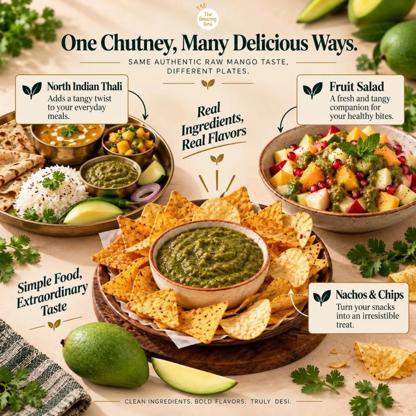 TAD - The Amazing Desi Signature Spice & Herb Chutney Combo | Ginger & Raw Mango Chutney | Ready to Serve | Just Add Water | 5-6 Servings/Pack | Tangy & Spicy | Pack of (2 x 100g) - Image 6