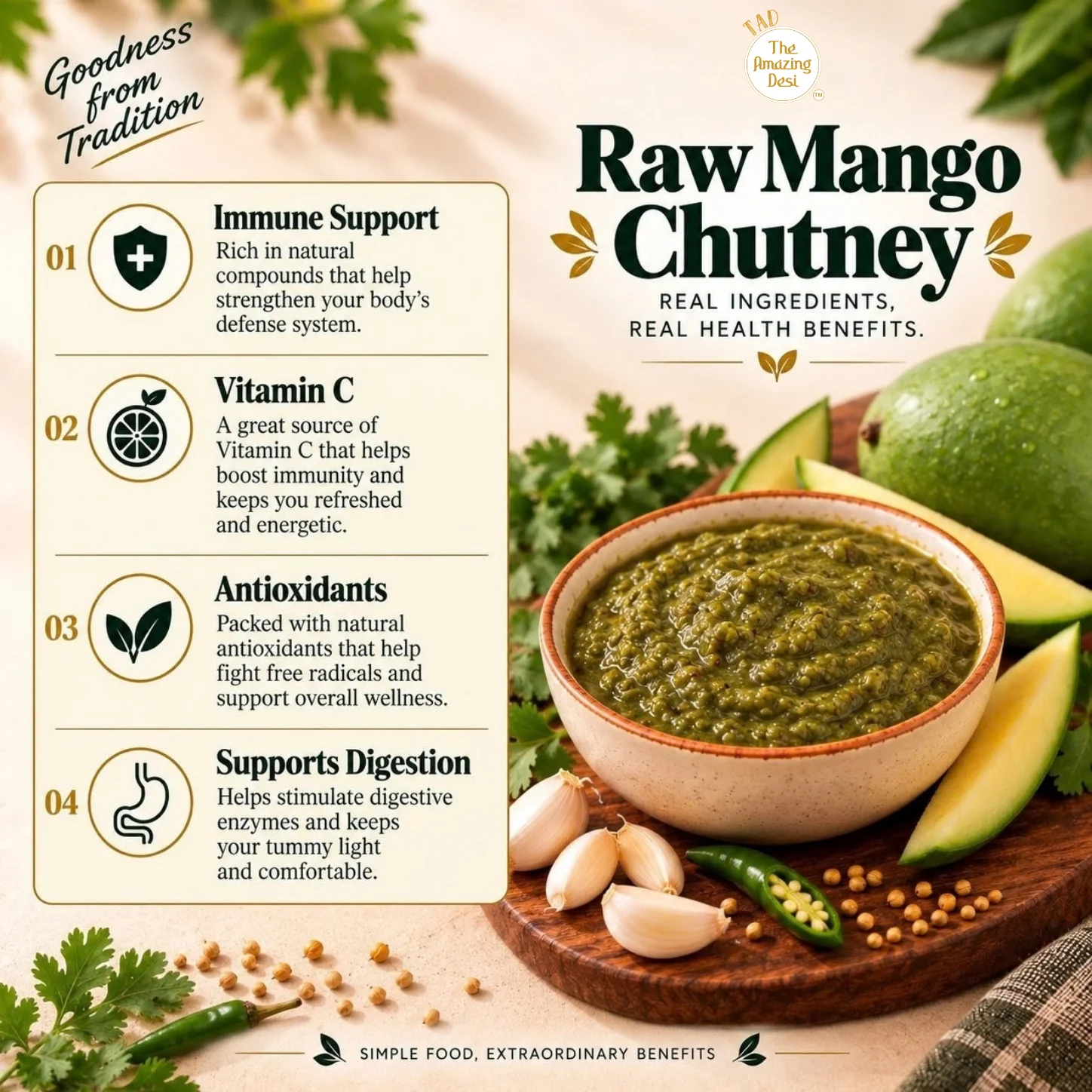 TAD - The Amazing Desi Signature Spice & Herb Chutney Combo | Ginger & Raw Mango Chutney | Ready to Serve | Just Add Water | 5-6 Servings/Pack | Tangy & Spicy | Pack of (2 x 100g) - Image 7