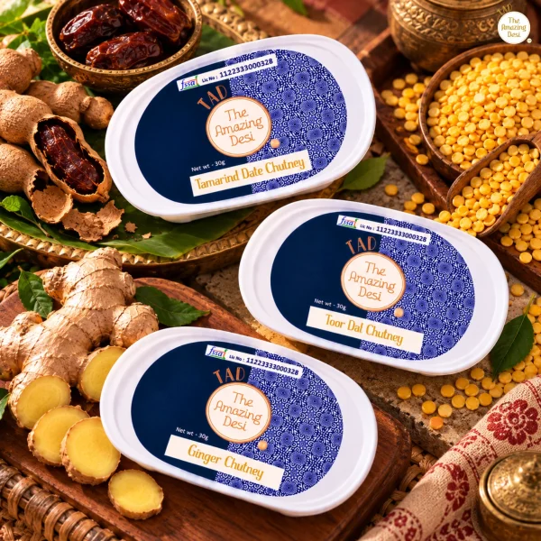 TAD - Sweet & Zesty Fusion Chutney Pack (3 x 30g) | Add Water to make 65g | Tamarind Date, Ginger & Toor Dal Chutney |100% Natural | No Preservatives | Ready-to-Eat Mix Traditional Indian Flavours