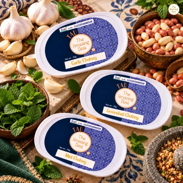 TAD – Lahsun Pudina Parampara Chutney Pack (3 x 30g) | Garlic, Groundnut & Mint Chutney | Add Water to make 65g | Quick & Easy Chatpati Flavour for Snacks & Meals | Travel-Friendly