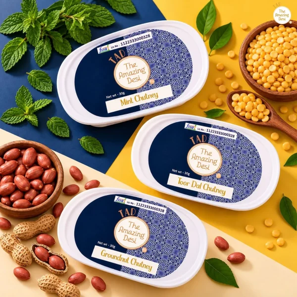 TAD – Fresh North - South Combo Chutney Set (3 x 30g) | Add Water to make 65g chutney | Mint, Toor Dal & Groundnut Chatni | Quick Mix, Travel-Friendly, Perfect for Snacks & Meals